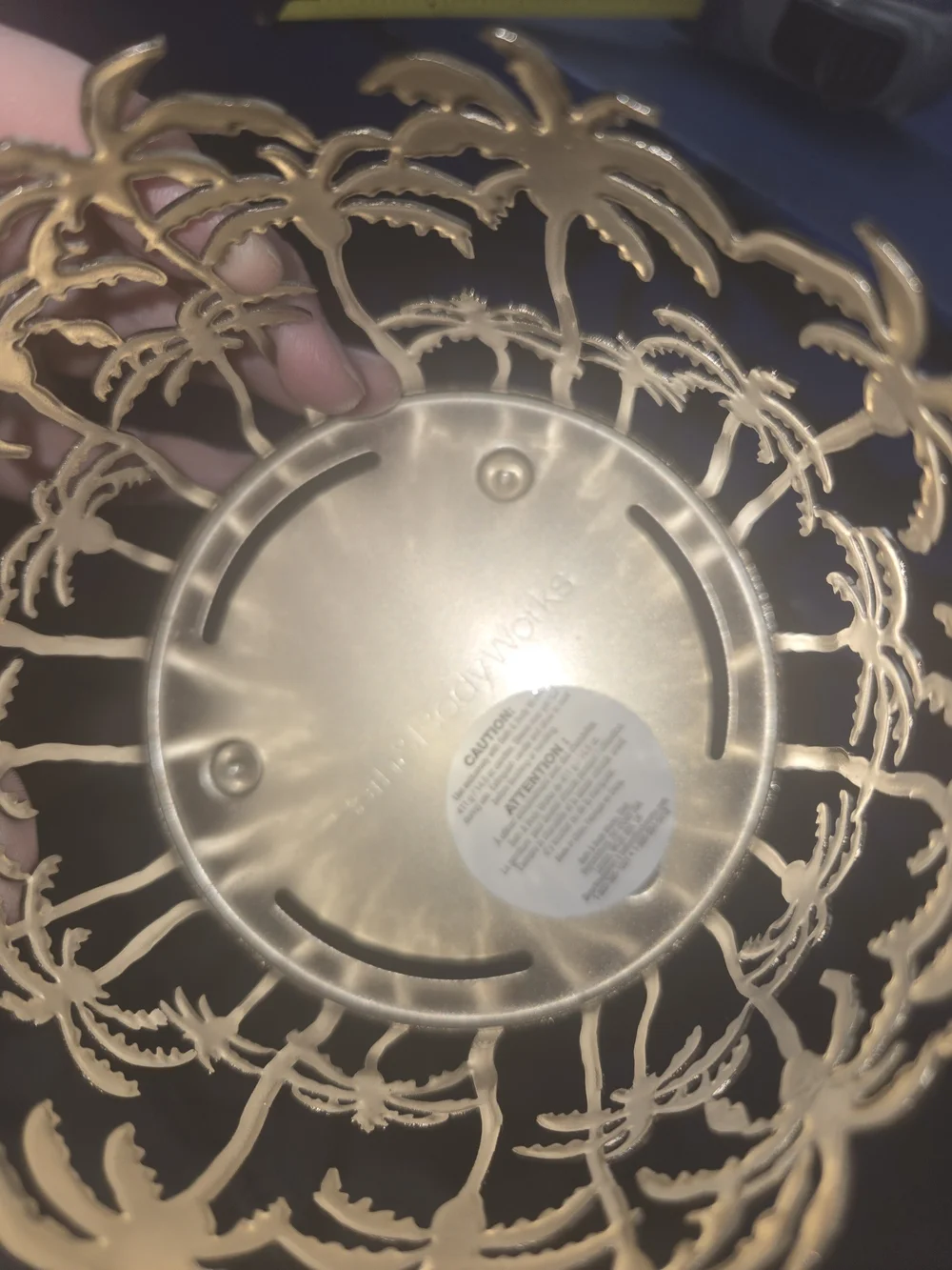 Metal Palm Tree Hurricane Candle Holder - Gold